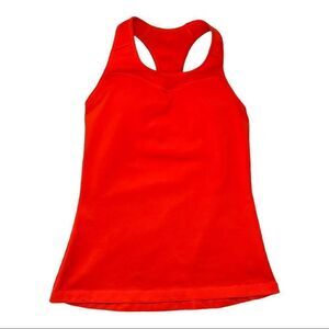 ATHLETA Spiral Support Racerback Tank Top Orange Support Bra High Neck Womens XS